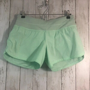 Lululemon Speed Run Mint Green White Polka Dots Shorts 6